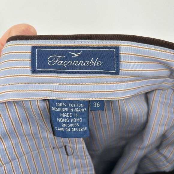 FACONNABLE Men's Brown Straight Leg 100% Cotton Dress Pants Size 36 - Picture 6 of 6